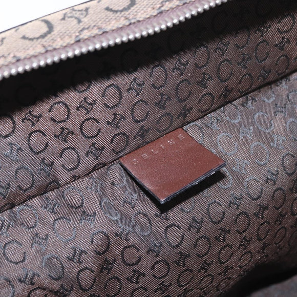 CELINE C Macadam Canvas Vanity Pouch Brown Silver Auth ka1279
