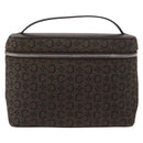 CELINE C Macadam Canvas Vanity Pouch Brown Silver Auth ka1279-13