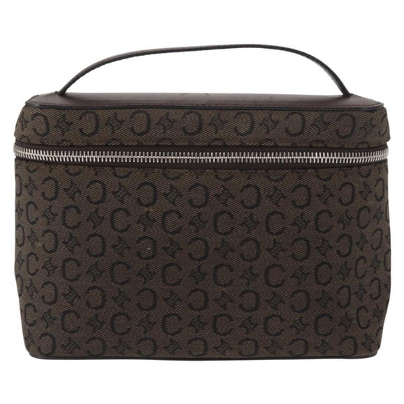 CELINE C Macadam Canvas Vanity Pouch Brown Silver Auth ka1279