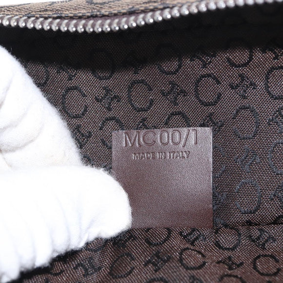 CELINE C Macadam Canvas Vanity Pouch Brown Silver Auth ka1279