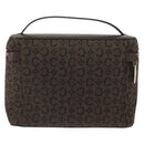 CELINE C Macadam Canvas Vanity Pouch Brown Silver Auth ka1279-2