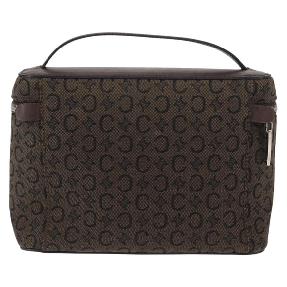 CELINE C Macadam Canvas Vanity Pouch Brown Silver Auth ka1279