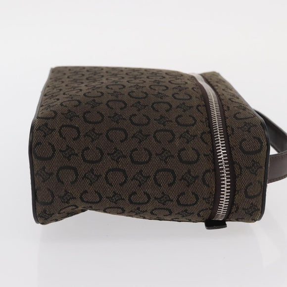 CELINE C Macadam Canvas Vanity Pouch Brown Silver Auth ka1279