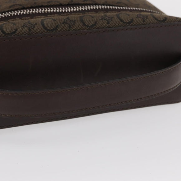 CELINE C Macadam Canvas Vanity Pouch Brown Silver Auth ka1279