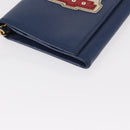 PRADA Chain Shoulder Wallet Safiano leather Blue Gold Auth ka128-9