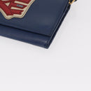 PRADA Chain Shoulder Wallet Safiano leather Blue Gold Auth ka128-14