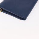 PRADA Chain Shoulder Wallet Safiano leather Blue Gold Auth ka128-15