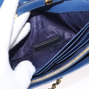 PRADA Chain Shoulder Wallet Safiano leather Blue Gold Auth ka128-11