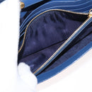 PRADA Chain Shoulder Wallet Safiano leather Blue Gold Auth ka128-12
