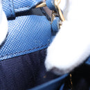 PRADA Chain Shoulder Wallet Safiano leather Blue Gold Auth ka128-21