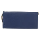 PRADA Chain Shoulder Wallet Safiano leather Blue Gold Auth ka128-2