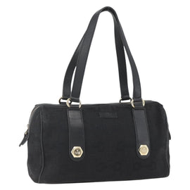 GUCCI Hand Bag Canvas Black Gold 248270 Auth ka1280