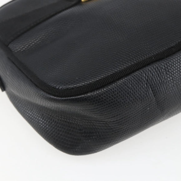 Salvatore Ferragamo Shoulder Bag Leather Black Gold Auth ka1281