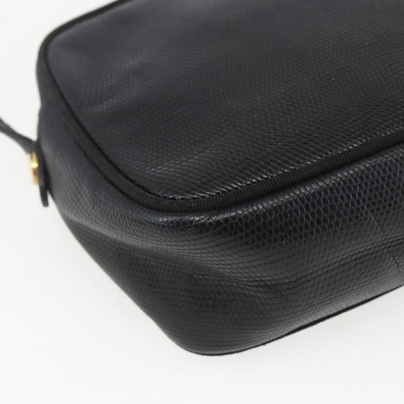 Salvatore Ferragamo Shoulder Bag Leather Black Gold Auth ka1281