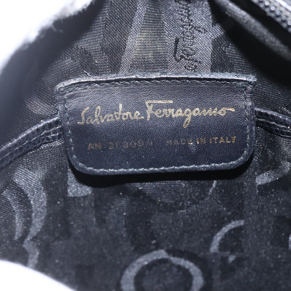 Salvatore Ferragamo Shoulder Bag Leather Black Gold Auth ka1281
