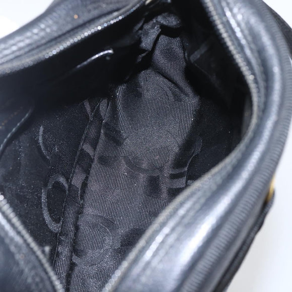 Salvatore Ferragamo Shoulder Bag Leather Black Gold Auth ka1281