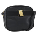 Salvatore Ferragamo Shoulder Bag Leather Black Gold Auth ka1281-1