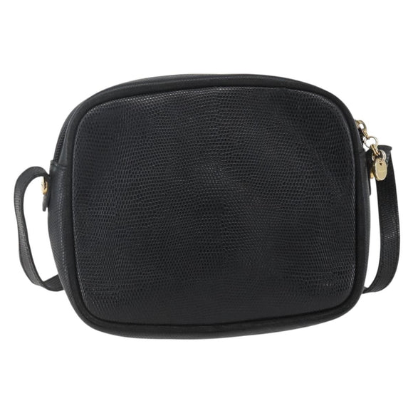 Salvatore Ferragamo Shoulder Bag Leather Black Gold Auth ka1281