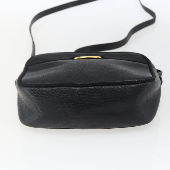 Salvatore Ferragamo Shoulder Bag Leather Black Gold Auth ka1281