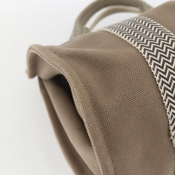 HERMES Cannes PM Tote Bag Cotton Beige Silver Auth ka1282