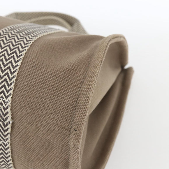 HERMES Cannes PM Tote Bag Cotton Beige Silver Auth ka1282