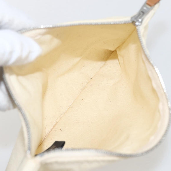 HERMES Cannes PM Tote Bag Cotton Beige Silver Auth ka1282