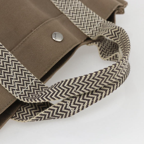 HERMES Cannes PM Tote Bag Cotton Beige Silver Auth ka1282