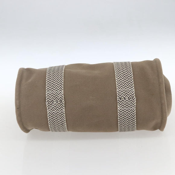 HERMES Cannes PM Tote Bag Cotton Beige Silver Auth ka1282