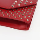 SAINT LAURENT Chain Shoulder Bag Leather Red Silver 315680 Auth ka1283-9
