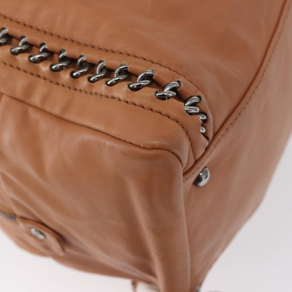 CHANEL Luxury Line Chain Tote Bag Leather Brown Silver CC Auth ka1285V