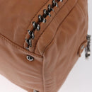 CHANEL Luxury Line Chain Tote Bag Leather Brown Silver CC Auth ka1285V-13