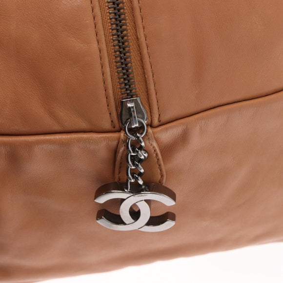 CHANEL Luxury Line Chain Tote Bag Leather Brown Silver CC Auth ka1285V