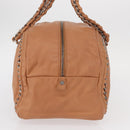 CHANEL Luxury Line Chain Tote Bag Leather Brown Silver CC Auth ka1285V-4