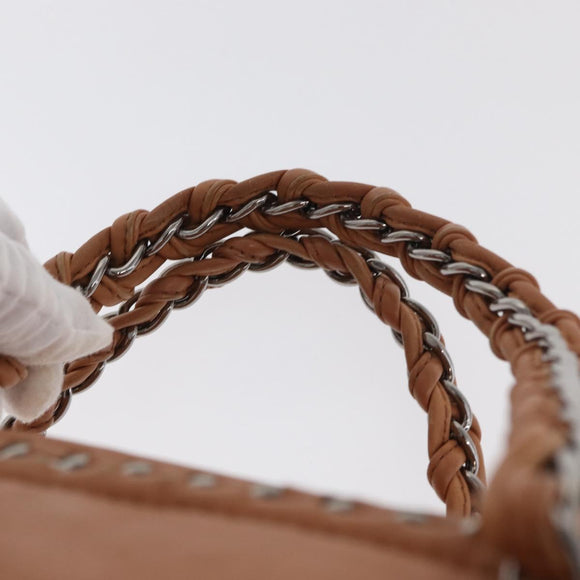 CHANEL Luxury Line Chain Tote Bag Leather Brown Silver CC Auth ka1285V