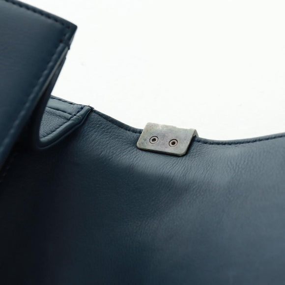 CHANEL Chain Matelasse 25 Boy Chanel Bag Lamb Skin Navy Silver CC Auth ka1286SAM