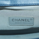 CHANEL Chain Matelasse 25 Boy Chanel Bag Lamb Skin Navy Silver CC Auth ka1286SAM-19