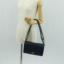 CHANEL Chain Matelasse 25 Boy Chanel Bag Lamb Skin Navy Silver CC Auth ka1286SAM-26