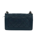 CHANEL Chain Matelasse 25 Boy Chanel Bag Lamb Skin Navy Silver CC Auth ka1286SAM-3