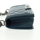 CHANEL Chain Matelasse 25 Boy Chanel Bag Lamb Skin Navy Silver CC Auth ka1286SAM-4