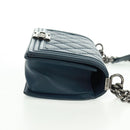 CHANEL Chain Matelasse 25 Boy Chanel Bag Lamb Skin Navy Silver CC Auth ka1286SAM-5