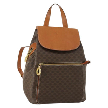 CELINE Macadam Canvas Backpack PVC Leather Brown Gold Auth ka1291