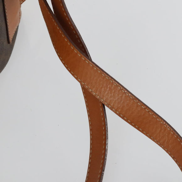 CELINE Macadam Canvas Backpack PVC Leather Brown Gold Auth ka1291