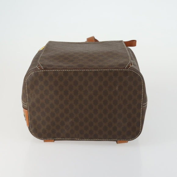 CELINE Macadam Canvas Backpack PVC Leather Brown Gold Auth ka1291