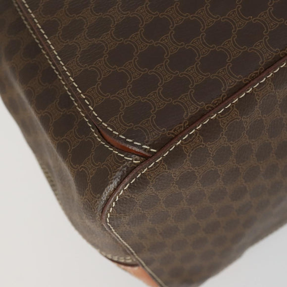 CELINE Macadam Canvas Backpack PVC Leather Brown Gold Auth ka1291