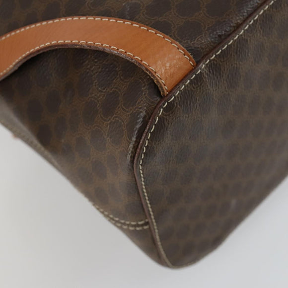 CELINE Macadam Canvas Backpack PVC Leather Brown Gold Auth ka1291