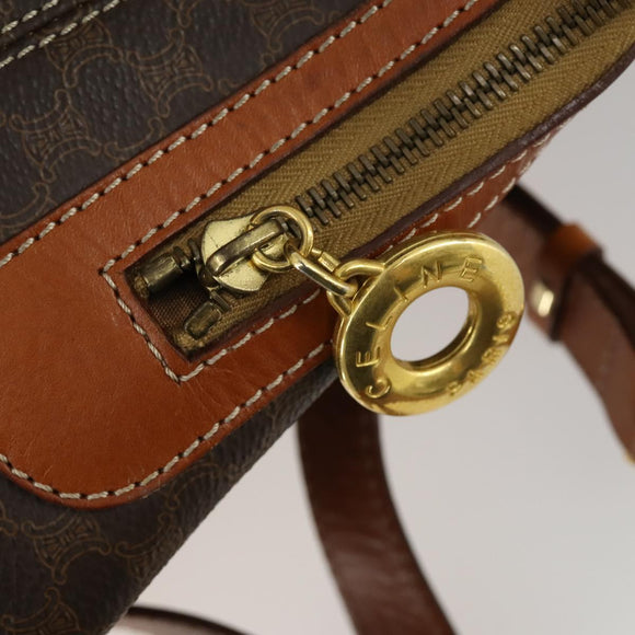 CELINE Macadam Canvas Backpack PVC Leather Brown Gold Auth ka1291