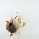 CELINE Macadam Canvas Backpack PVC Leather Brown Gold Auth ka1291-26
