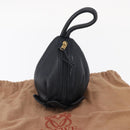 LOEWE Hand Pouch Leather Black Gold Auth ka1292V-12