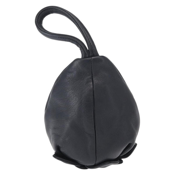 LOEWE Hand Pouch Leather Black Gold Auth ka1292V