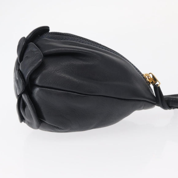 LOEWE Hand Pouch Leather Black Gold Auth ka1292V